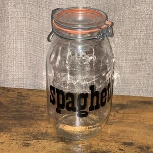 Glass Spaghetti Storage Jar with Orange Lid
